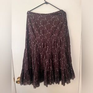 Atmosphere Women’s Midi Brown Floral and Lace Medium Size Skirt